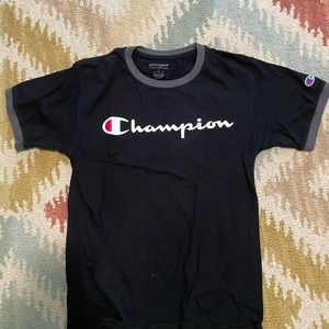 champion black logo tee